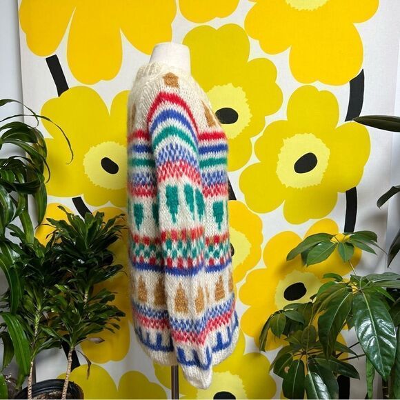 Insanely Cool Rainbow Vintage Italian Wool Knit Cardigan Sweater - Picture 3 of 13